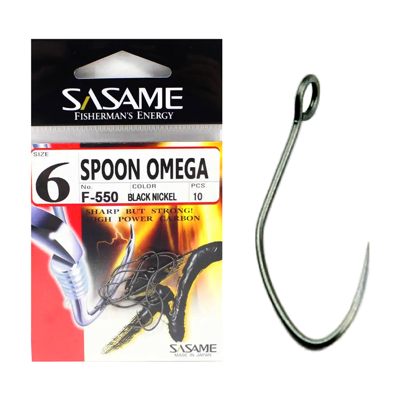 Close-up of Sasame Single Spoon Omega Black Nickel Hook