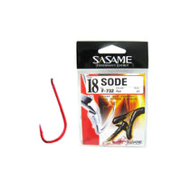 Close-up of Sasame Sode Red Fishing Hook with sharp point