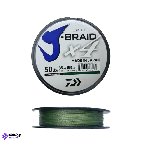 Daiwa J-Braid X4 Dark Green 135M, Braid Line, Cabral Outdoors