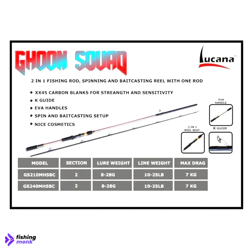 Lucana Ghoon Squad 2 in 1 Fishingrod | 7ft - 7ft - Fishing