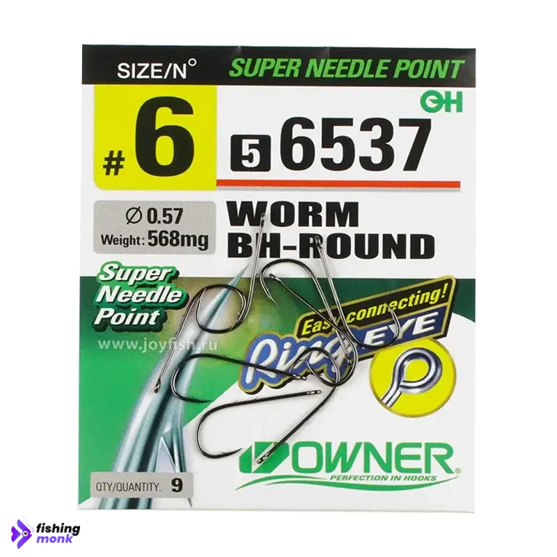 Owner Worm BH-Round Hooks  Size: #6 - 12 - Fishingmonk