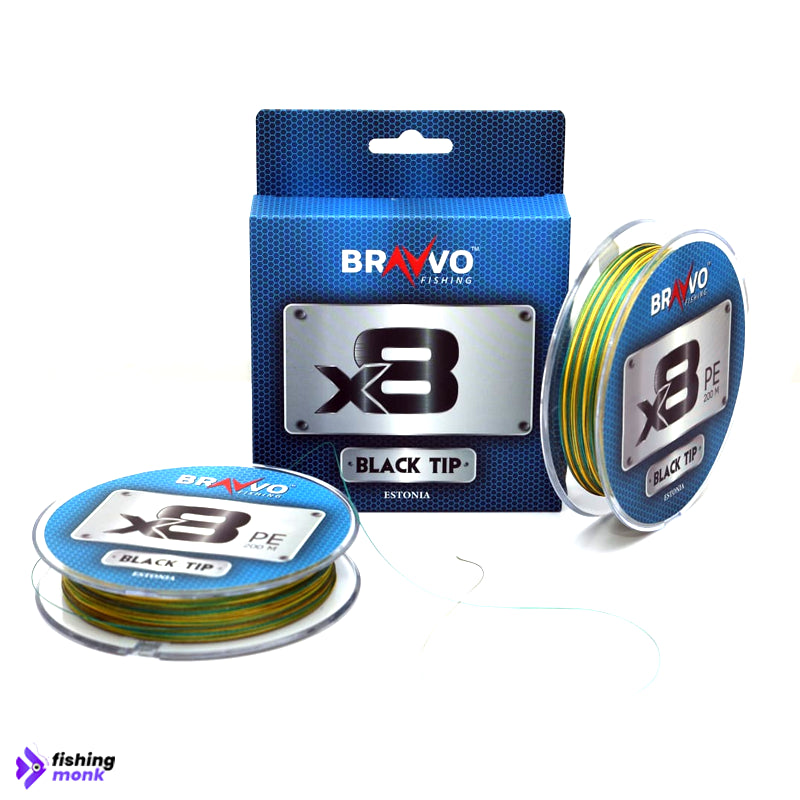 High-performance Bravvo Black Tip 8x Braided Line for long casting and durability