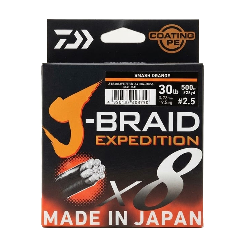 Daiwa J-Braid Expedition PE 2.5 braid, front of packaging