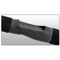 Close-up of a black and gray cylindrical object on a white background