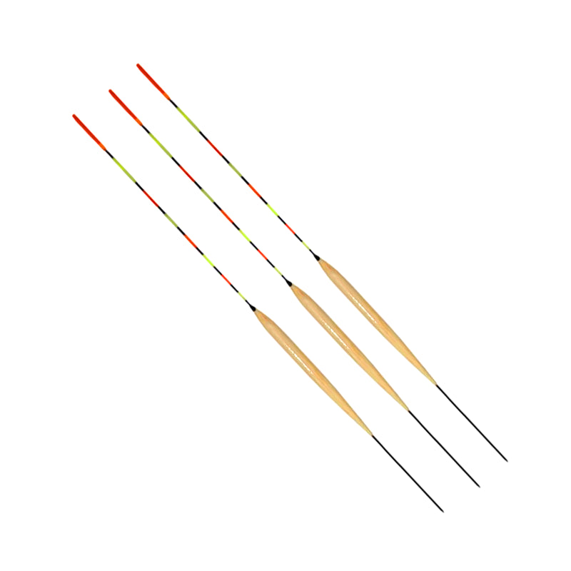 Wooden fishing float for bait control and bite detection