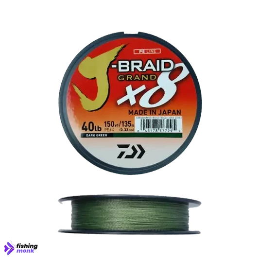 Daiwa J-Braid 150-Meter 8-Strand Woven Round Braid Line, Dark Green,  20-Pounds, 20 lb