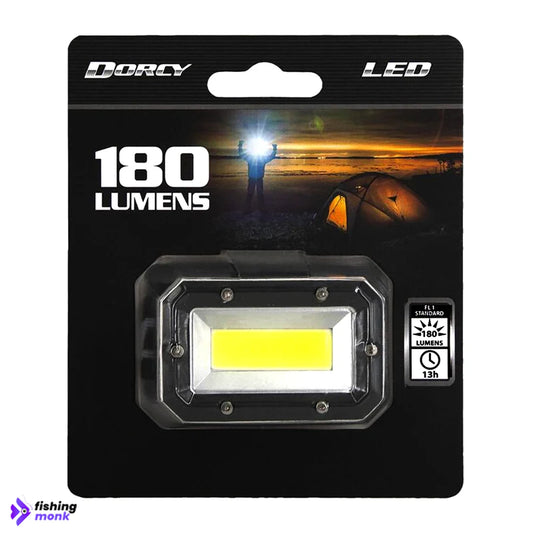 Dorcy 180 Lumen Headlamp with adjustable head strap and bright LED light for outdoor and emergency use.