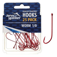 Jarvis Walker Bulk Value 25 Pack Chemically Sharpened Red Worm Long Shank Hook