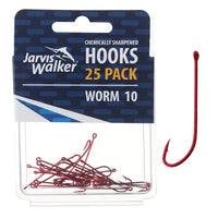 Jarvis Walker Bulk Value 25 Pack Chemically Sharpened Red Worm Long Shank Hook