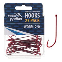 Jarvis Walker Bulk Value 25 Pack Chemically Sharpened Red Worm Long Shank Hook