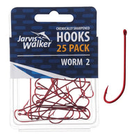 Jarvis Walker Bulk Value 25 Pack Chemically Sharpened Red Worm Long Shank Hook