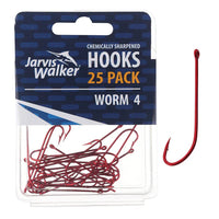 Jarvis Walker Bulk Value 25 Pack Chemically Sharpened Red Worm Long Shank Hook