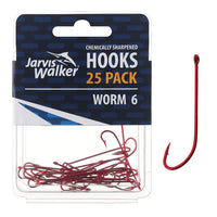 Jarvis Walker Bulk Value 25 Pack Chemically Sharpened Red Worm Long Shank Hook