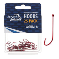 Jarvis Walker Bulk Value 25 Pack Chemically Sharpened Red Worm Long Shank Hook