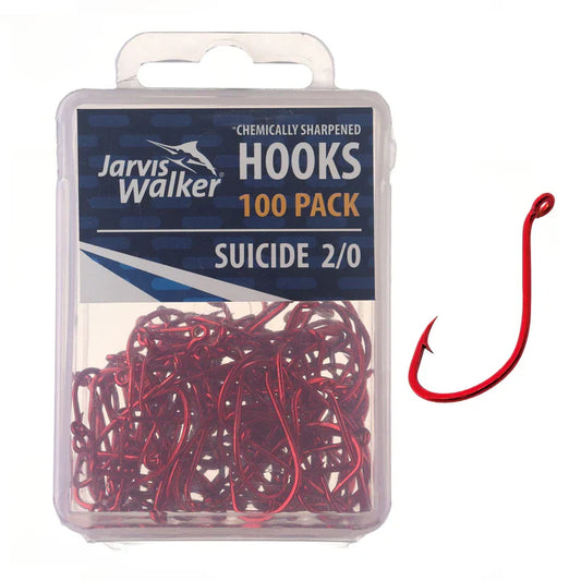 Shop 25 Pack of Size 2 Jarvis Walker Red Suicide Chemically Sharpened Fishing  Hooks - Dick Smith