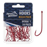 JARVIS WALKER CHEMICALLY SHARPENED LONG SHANK/WORM HOOKS - 50 PACKS