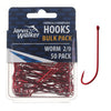 Jarvis Walker Red Bloodworm Long Shank Hook Pro Pack | 50pcs/pkt