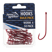 JARVIS WALKER CHEMICALLY SHARPENED LONG SHANK/WORM HOOKS - 50 PACKS