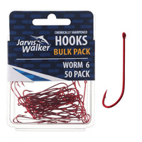 JARVIS WALKER CHEMICALLY SHARPENED LONG SHANK/WORM HOOKS - 50 PACKS