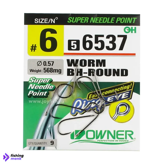 Owner Worm BH-Round Hooks | Size: #6 - 12 - Fishing Hook