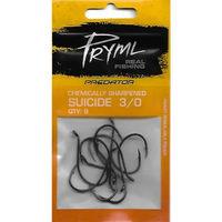 Pryml Predator Black Suicide Hooks | #3 - #8 - 3/0 Qty-9 -