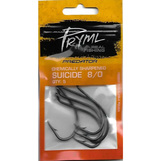 Pryml Predator Black Suicide Hooks | #3 - #8 - 8/0 Qty-5 -