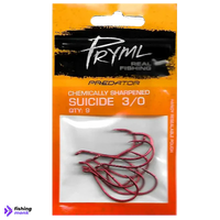 Pryml Predator Red Suicide Hooks | #3 - #7 - 3/0 Qty-9 -