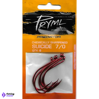 Pryml Predator Red Suicide Hooks | #3 - #7 - 7/0 Qty-6 -