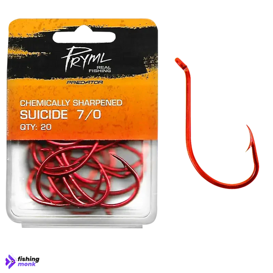 5 Pack of Surecatch Red Chemically Sharpened Treble Fishing Hooks [Size: 2]