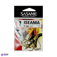 Sasame Iseama Gold F-761 Hooks with sharp needle points and corrosion-resistant gold finish.