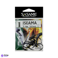 Sasame Iseama F-764 Black Nickel Hooks with sharp, durable design ideal for freshwater and saltwater fishing.